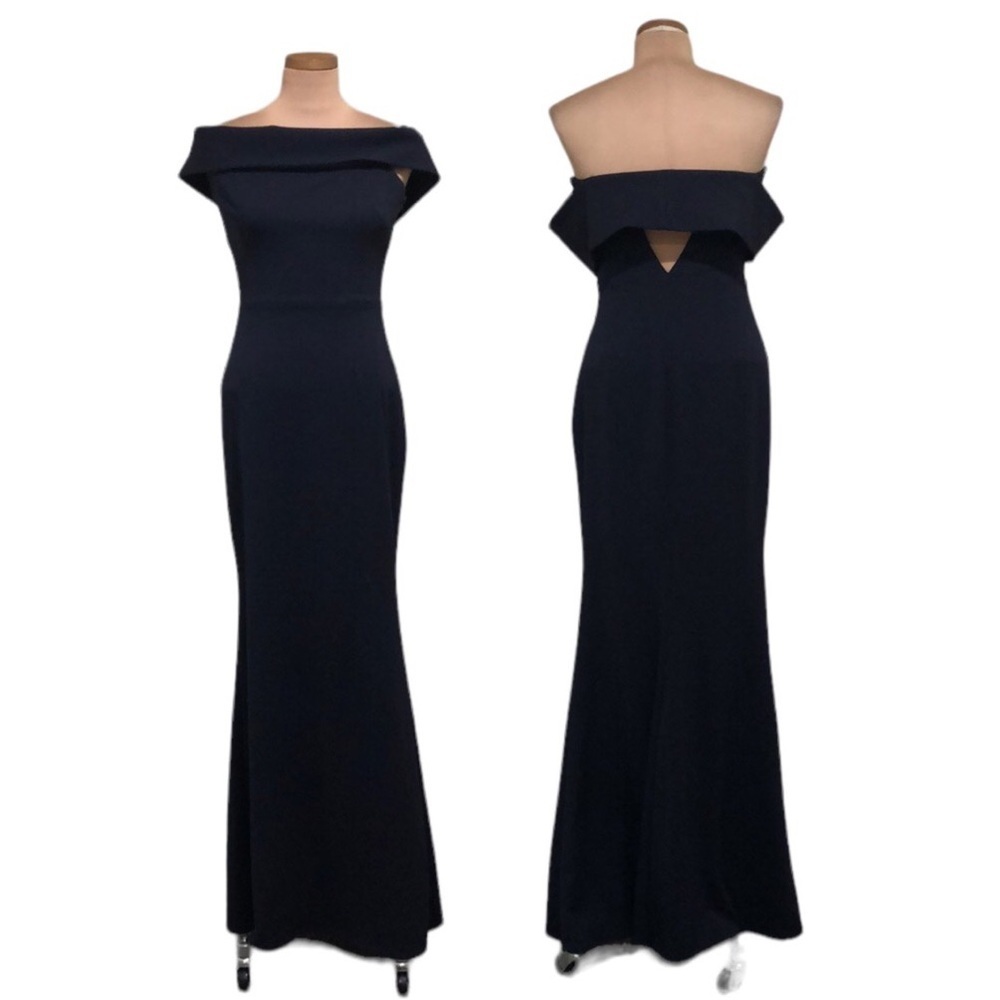 NWT Katie May Legacy Maxi Dress Size 10 Midnight Navy Blue Cutout Back Gown